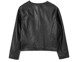 Lambskin V Neck Cropped Jacket Black