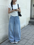 Taron String Side Slit Ribbon Strap Short Sleeve T-Shirt