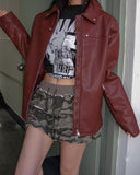 Star studded trackline leather jacket