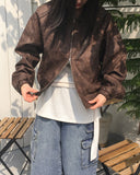 Timber Vintage Washing Leather Two-Way Blouson Jacket