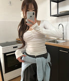 Meloni Ribbed Shirred Long Sleeve