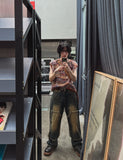 Western wide double knee denim