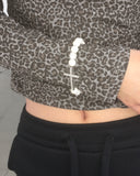 Brick Leopard Hopi Shirring Button T-Shirt