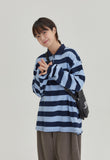 [BAONHAUS] Pinda Stripe Rugby Collar Long Sleeve Tee