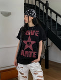 Hate Love Printing Over Short Sleeve
