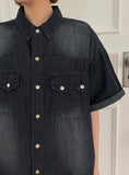 [Unisex] Huel Washing Denim Short Sleeve Shirt