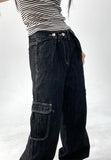 caffeine cargo denim wide pants