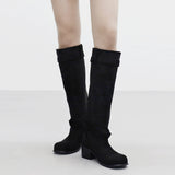 Demin Belt Suede Boots