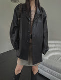 Jerome Single Leather Half Coat