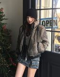 Casey High Neck Leather Fur Jumper