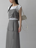 Boat Neck Rib Cap Sleeve T-shirt