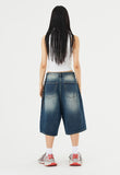 Tin brush washed bermuda denim half pants