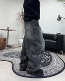 Luton Drawing Flower Denim Pants