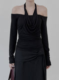 Drape Cowl Neck Halter Off-Shoulder