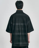 Stripe Mesh Layered Polo Shirt