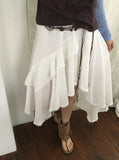 Muhi Unbalance Lace Belt Set Banding Long Skirt
