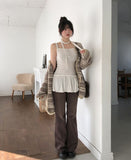 Tiz Button Ruffle Layered Sleeveless Scarf Set