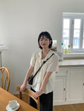 Hoden Collar Frill Short Sleeve Blouse