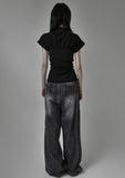 Vortex pintuck wide denim pants