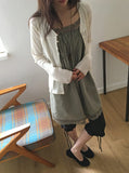 Umi Shirring Layered Lace Sleeveless One Piece