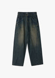 FRONT LINE WASHED DENIM PANTS