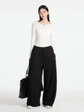 W Basic Side Pintuck Wide Balloon Sweatpants