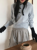[Wool15] Hound Cable Duffle Button Hood Long Sleeve Knit