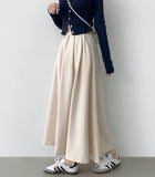 Hepburn A-Line Flare Fit Pin Tuck Banding Long Skirt