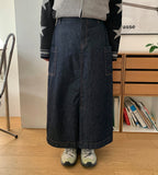 Cotiva Raw Denim Cargo Long Skirt