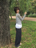 Vike Flower See-Through Long Sleeve Ribbon Cardigan