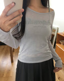 Nini Lettering See-Through Long Sleeve T-Shirt
