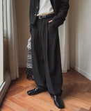 Sloped Wool One-Tuck Wide Slacks