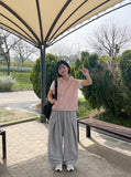 [unisex] Helkan Keyring Pintuck Banding Wide Pants