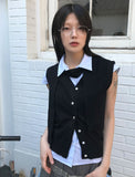 [SET] 2-WAY BUTTON VEST/SCARF