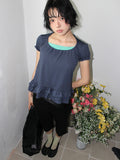 STRIPE HALTER FRILL TEE