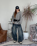 Dianne Curved Cargo Denim Pants