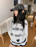 Week Heart Lettering Waffle Sweatshirt