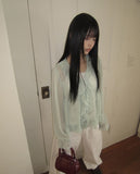 Mauve Frill See-through Blouse