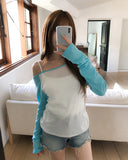 Soft Summer Raglan One-Shoulder Long Sleeve