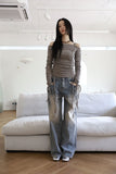 Washing wide cutting denim