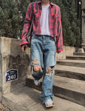 Bohemian Damage Wide Denim Pants
