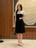 Rosven color matching collar short sleeve knit