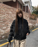 Doa suede lining fur half-neck zip-up jacket