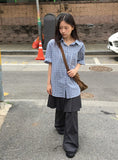 [BAONHAUS] Keinin Seersucker Check Short Sleeve Shirt