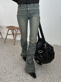 Shirring denim boot cut pt