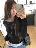 Celti Color Matching Layered All-in-one Long Sleeve T-Shirt