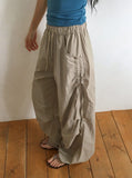 Soluna Parachute String Shirring Wide Banding Pants