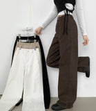 Back Cut Cotton Wide Peach Process Cotton Pants