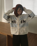 Nekan Nordic collar wood button knit cardigan