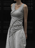 Diagonal Strap Shirring Sleeveless